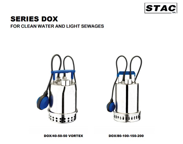 Máy bơm nước thải inox Stac DOX-Made in Italy 100%, cấp CO-CQ