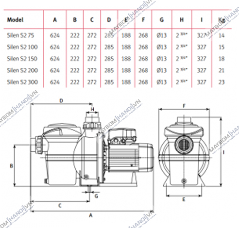 Máy bơm nước hồ bơi Espa Silen I  33 8M (0.25 kw) 6