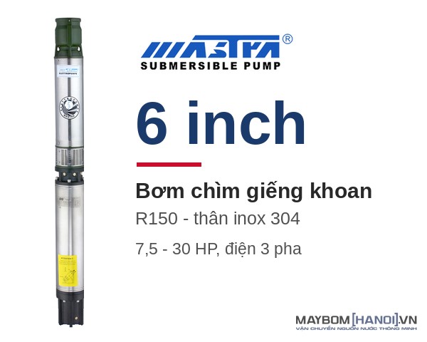 Máy bơm chìm giếng khoan Mastra 6 inch R150: giá, thông số