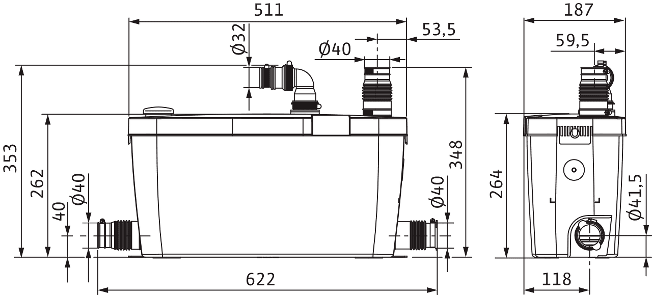 Máy bơm nước thải Wilo Hidrainlift 3-35 (400w) 8