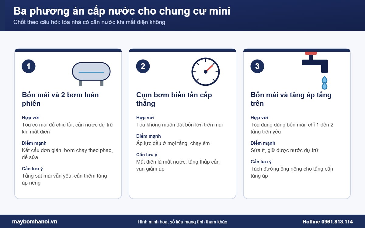 So sánh 3 phương án hệ thống cấp nước chung cư mini So sánh 3 phương án hệ thống cấp nước chung cư mini