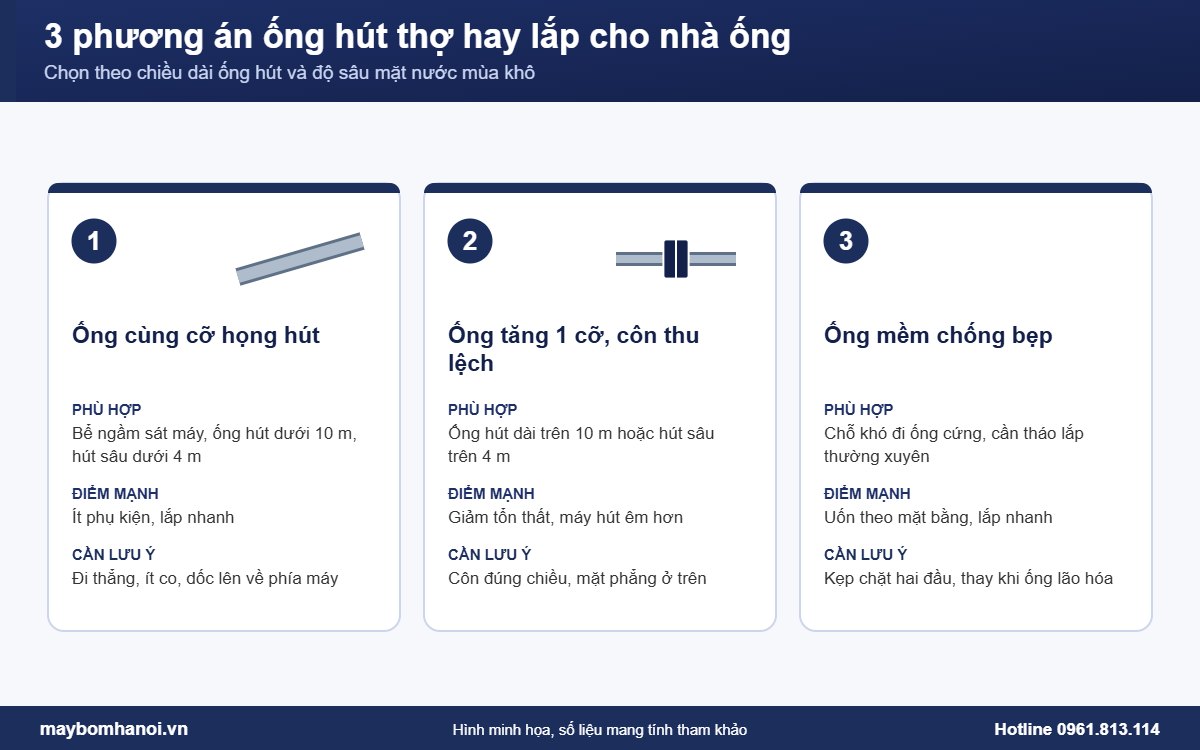 3 phương án ống hút máy bơm nước cho nhà ống 3 phương án ống hút máy bơm nước cho nhà ống